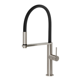 Blix Flexible Hose Brushed Nickel Sink Mixer Round