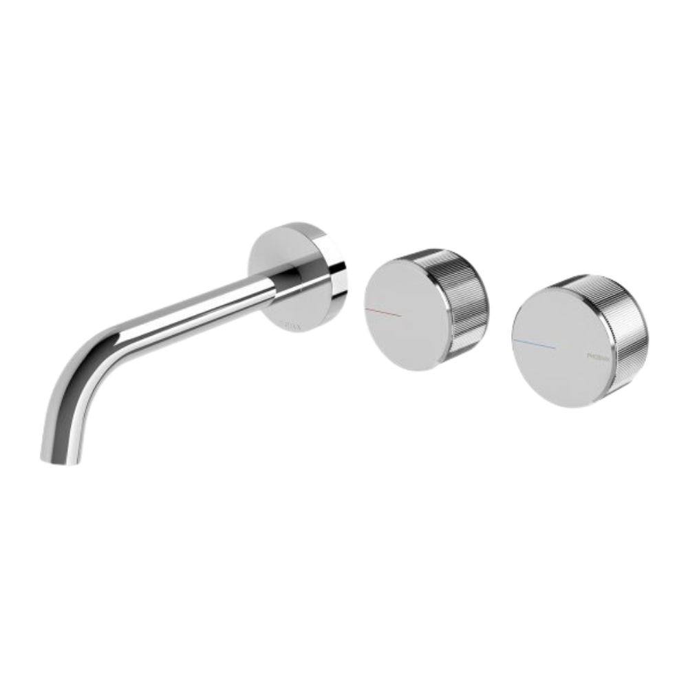 Axia Wall Basin/Bath Curved Outlet Mixer Set 180mm  Chrome