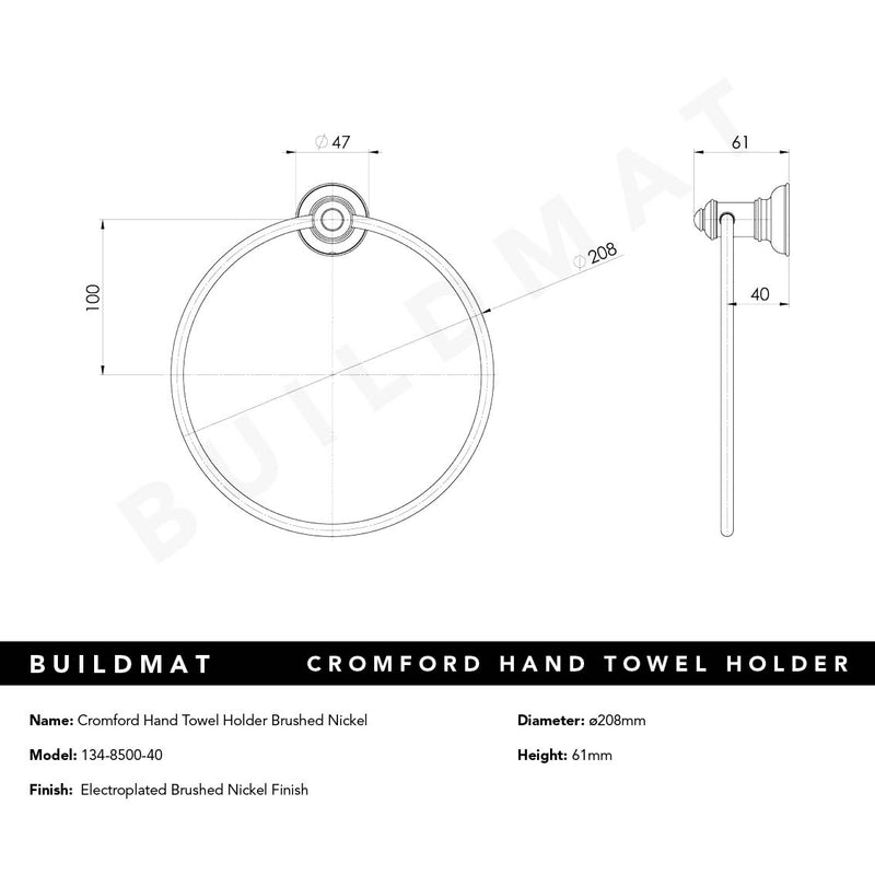 Cromford Hand Towel Holder Brushed Nickel