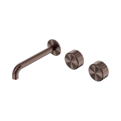 Nero Serenity Wall Basin Set 220mm Offset Spout with Metal Handle Brushed Bronze