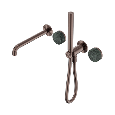 Nero Serenity Progressive Shower System With Spout With Verde Alpi Handle And Slim Shower Brushed Bronze