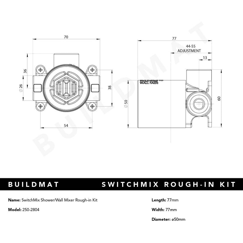 SwitchMix Shower/Wall Mixer Rough-in Kit