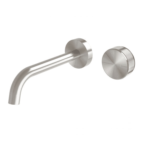 Axia Wall Basin/Bath Curved Outlet Mixer Set 180mm  Brushed Nickel