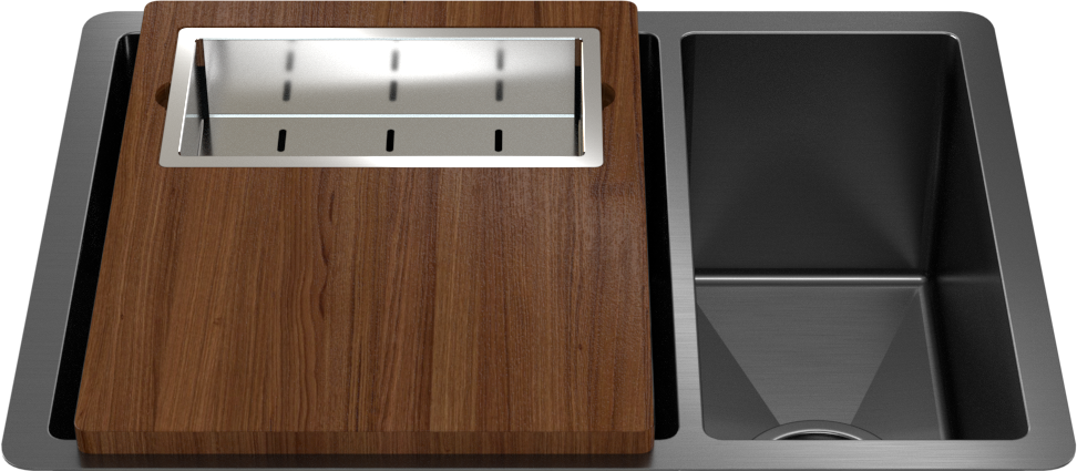 Brushed Gunmetal Clara 595x450 Single & Mini Bowl Sink
