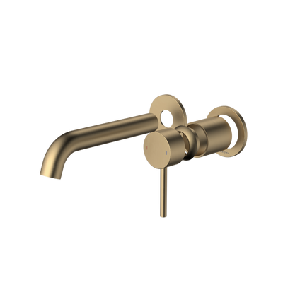 Caroma Liano II 175mm Wall Basin/Bath Mixer (Trim Kit Only) Round Cover Plates Brushed Brass Lead Free