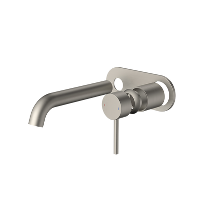 Caroma Liano II 175mm Wall Basin/Bath Mixer and Outlet (Trim Kit Only) Rounded Plate Brushed Nickel Lead Free