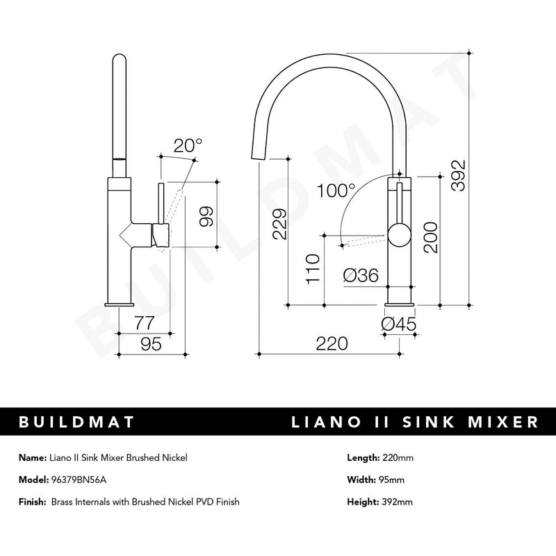 Liano II Sink Mixer Brushed Nickel