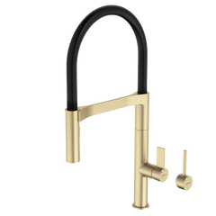 Caroma Liano II Pull Down Sink Mixer with Dual Spray Brushed Brass Lead Free