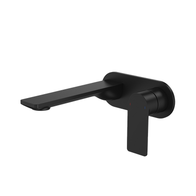 Caroma Urbane II 180mm Wall Basin/Bath Mixer and Outlet Round Plate Lead Free Matte Black