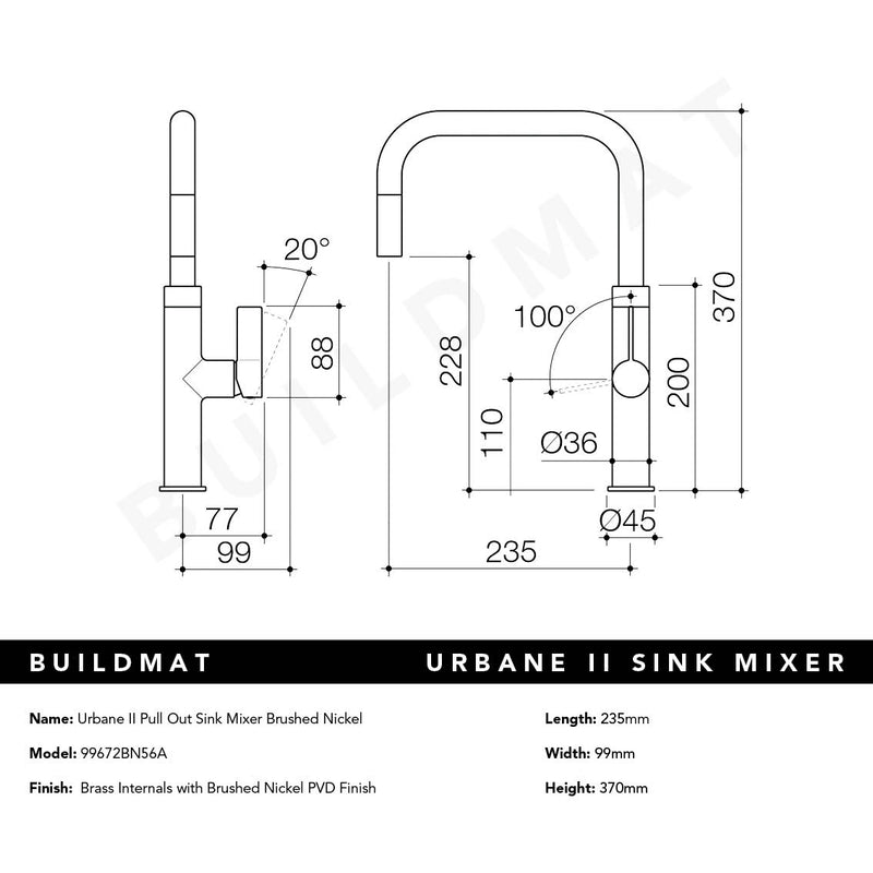 Urbane II Pull Out Sink Mixer Brushed Nickel