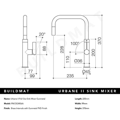 Urbane II Pull Out Sink Mixer Gunmetal