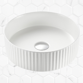 BEL3636 Cassie Matte White Fluted Ceramic Basin 2