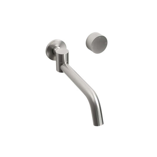 Brushed Nickel Progressive Circle Laundry Tap Mixer and Swivel Wall Spout Set