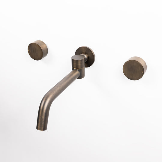 Brushed Vintage Brass Simple Circle Handles and Swivel Wall Spout Set