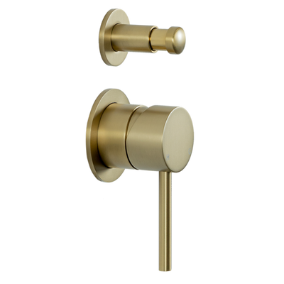 Mira Brushed Brass Gold Wall Mixer with divertor