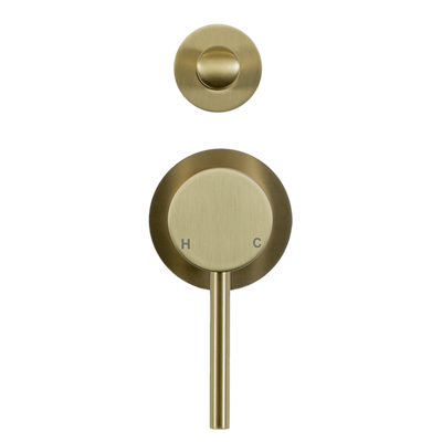 Mira Brushed Brass Gold Wall Mixer with divertor