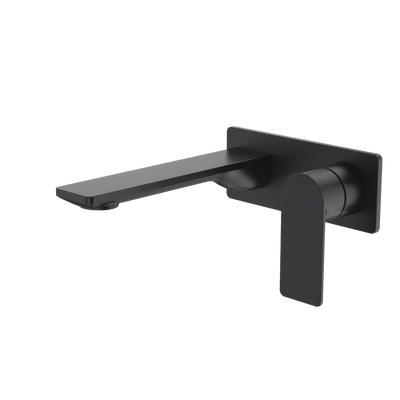 Caroma Urbane II 180mm Wall Basin/Bath Mixer Rectangular Cover Plate Matte Black Sales Kit