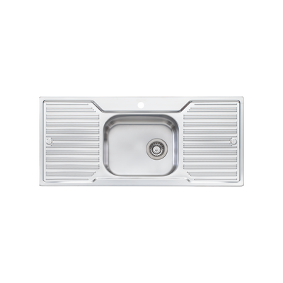 Oliveri Diaz Single Bowl Sink With Double Drainer and Taphole Stainless Steel