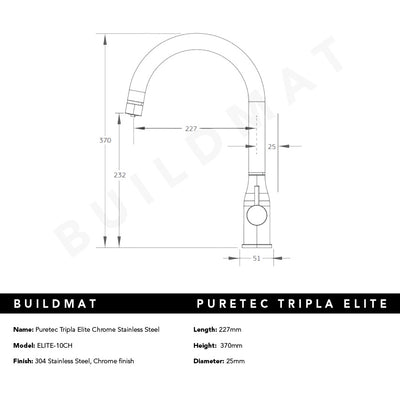 Puretec Tripla Elite Chrome Stainless Steel