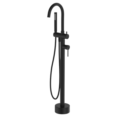 Fienza Kaya Floor Mounted Bath Mixer With Hand Shower Matte Black