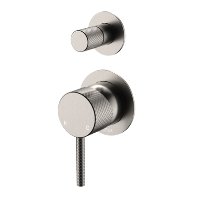 Fienza Axle Wall Diverter Mixer Small Round Plates Brushed Nickel