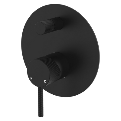 Fienza Axle Wall Diverter Mixer Large Round Plate Matte Black