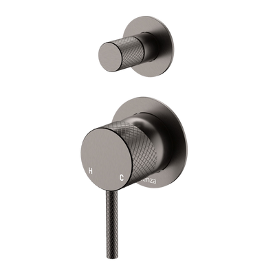 Fienza Axle Wall Diverter Mixer Small Round Plates Gun Metal