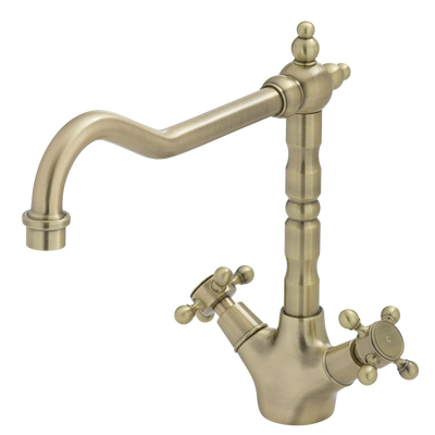 Fienza Lillian Shepherds Crook Sink Mixer Champagne