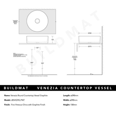 Venezia Graphite Round Countertop Vessel