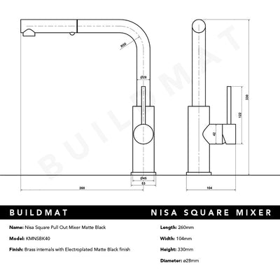 Nisa Square Pull Out Mixer Matte Black