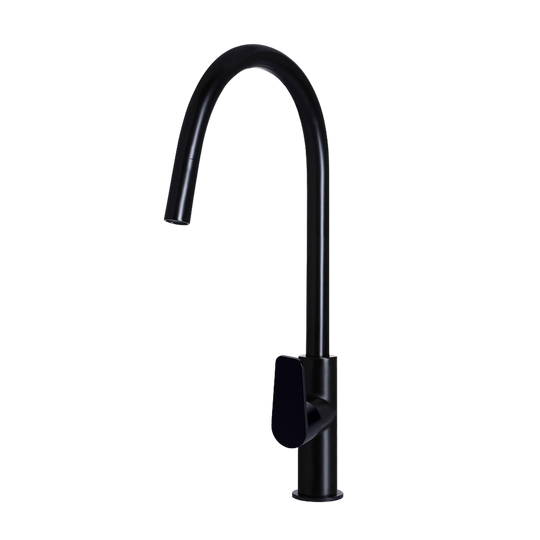 Round Paddle Piccola Pull Out Kitchen Laundry Tap Mixer Tap Matte Black