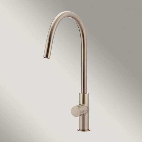 Round Pinless Piccola Pull Out Kitchen Laundry Tap Mixer Tap Champagne