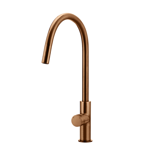Round Pinless Piccola Pull Out Kitchen Laundry Tap Mixer Tap Lustre Bronze