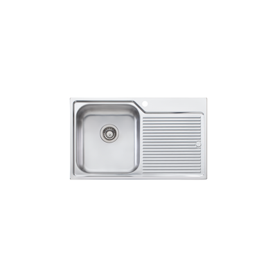 Oliveri Nu-Petite Single Bowl Topmount Sink With Right Drainboard Stainless Steel