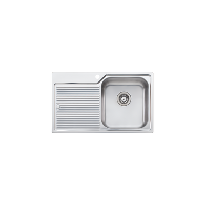 Oliveri Nu-Petite Single Bowl Topmount Sink With Left Drainboard Stainless Steel