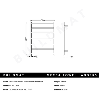 Mecca Non Heated Towel Ladders Matte Black