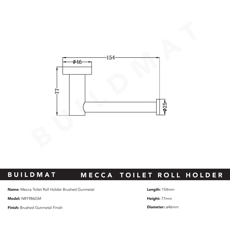 Mecca Toilet Roll Holder Brushed Gunmetal