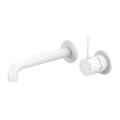 Nero Mecca Wall Basin/Bath Mixer Separate Back Plate Handle Up 185mm Matte White
