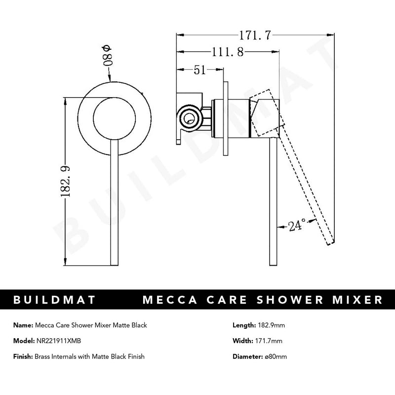 Mecca Care Shower Mixer Matte Black