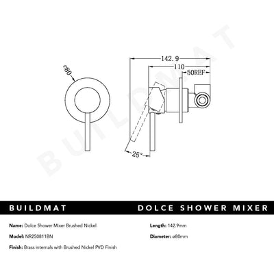 Dolce Shower Mixer Brushed Nickel
