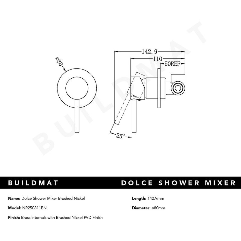 Dolce Shower Mixer Brushed Nickel