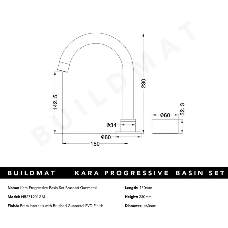 Kara Progressive Basin Set Brushed Gunmetal