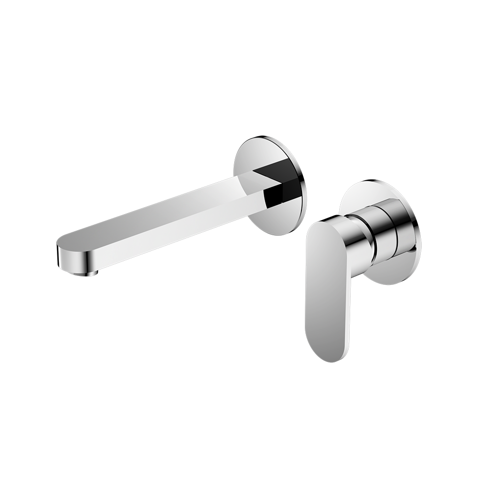 Nero Ecco Wall Basin/Bath Mixer Separate Back Plate 200mm Chrome