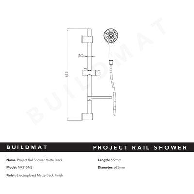 Builder Budget Shower Rail Matte Black