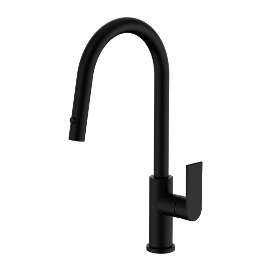 Nero Bianca Pull Out Sink Laundry Tap Mixer with Vegie Spray Function Matte Black