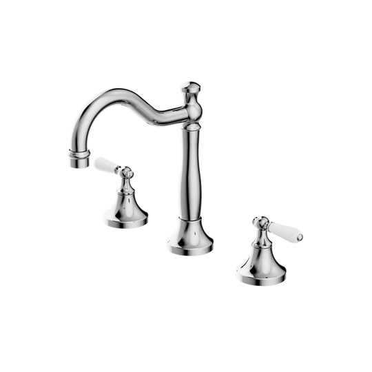 Nero York Basin Set With White Porcelain Lever Chrome