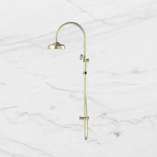 Nero York Twin Shower with Metal Hand Shower Aged Brass