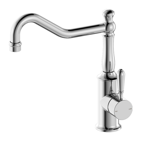 Nero York Kitchen Mixer Hook Spout with Metal Lever Chrome