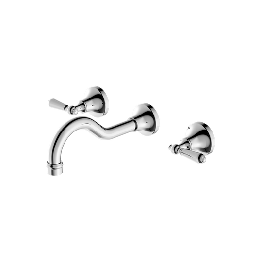 Nero York Wall Basin Set With Metal Lever Chrome
