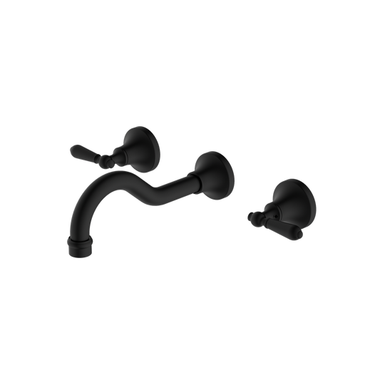 Nero York Wall Basin Set With Metal Lever Matte Black